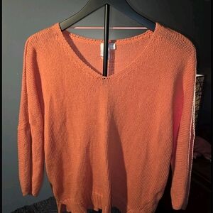 Chic V-Neck Sweater in Vibrant Orange